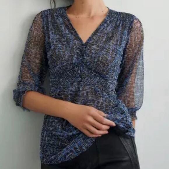 New w/Tags!!  Anthropologie Sheer Smocked Babydoll Top Blouse, Feminine, S - Picture 3 of 13